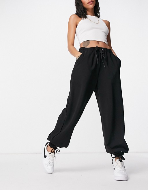 Missguided jogger with tie hem in black