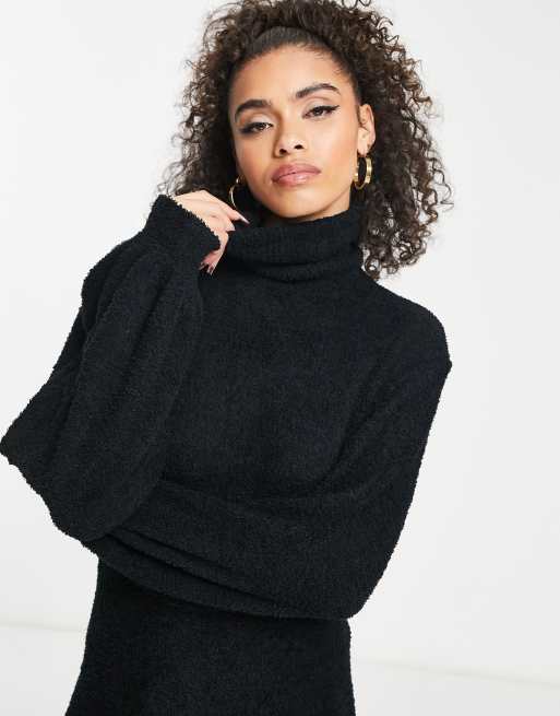 Missguided jumper dress with side split in black