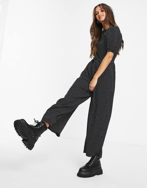 Missguided - Jumpsuit met culotte-pijpen in zwart polkadot