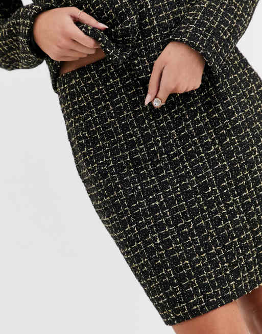 Jupe hiver tweed noir