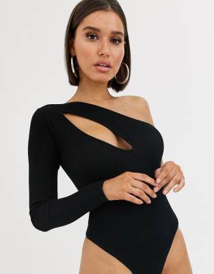 one shoulder cutout bodysuit