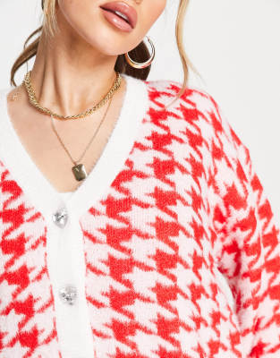 red houndstooth cardigan