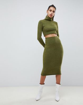 khaki skirt and top