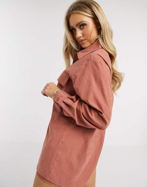 Missguided – Kombiteil – Rostrotes, robustes Twill-Hemd, 2 von 4