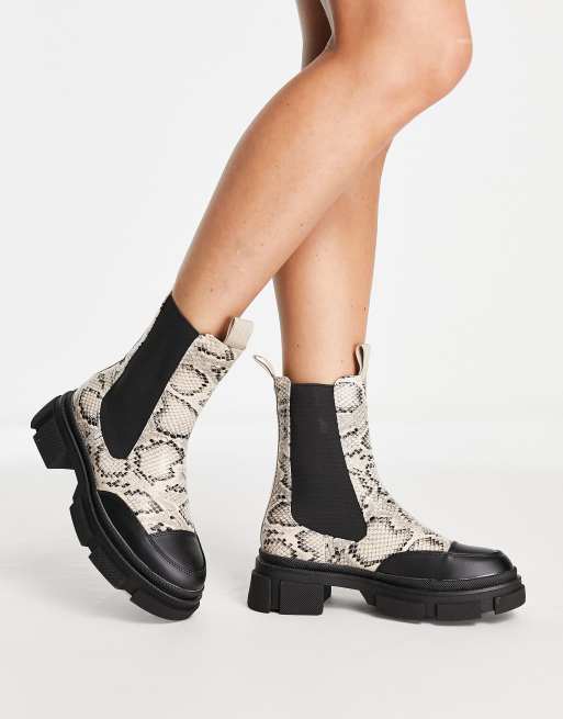 Missguided – Kremowe botki do kostki z odcinanymi noskami z imitacji skóry