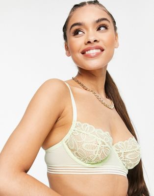 Lace balconette bra in sage Asos Women Clothing Underwear Bras Balconette Bras 