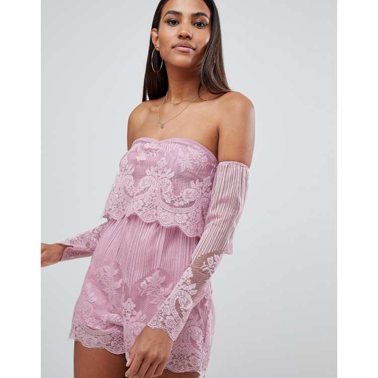 Missguided lace bardot playsuit