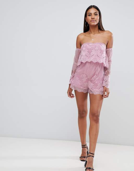 Missguided lace bardot playsuit | ASOS