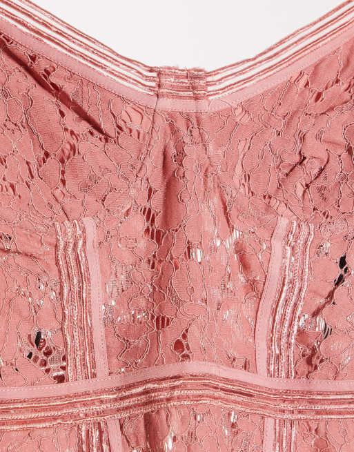 Missguided lace bodysuit in pink