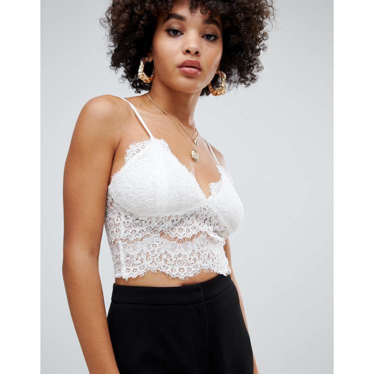 Missguided lace cami bralette in white