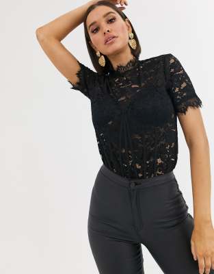 missguided black lace bodysuit