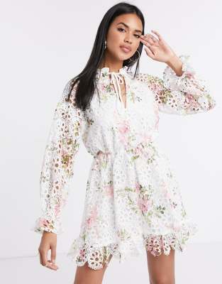 floral dress with lace