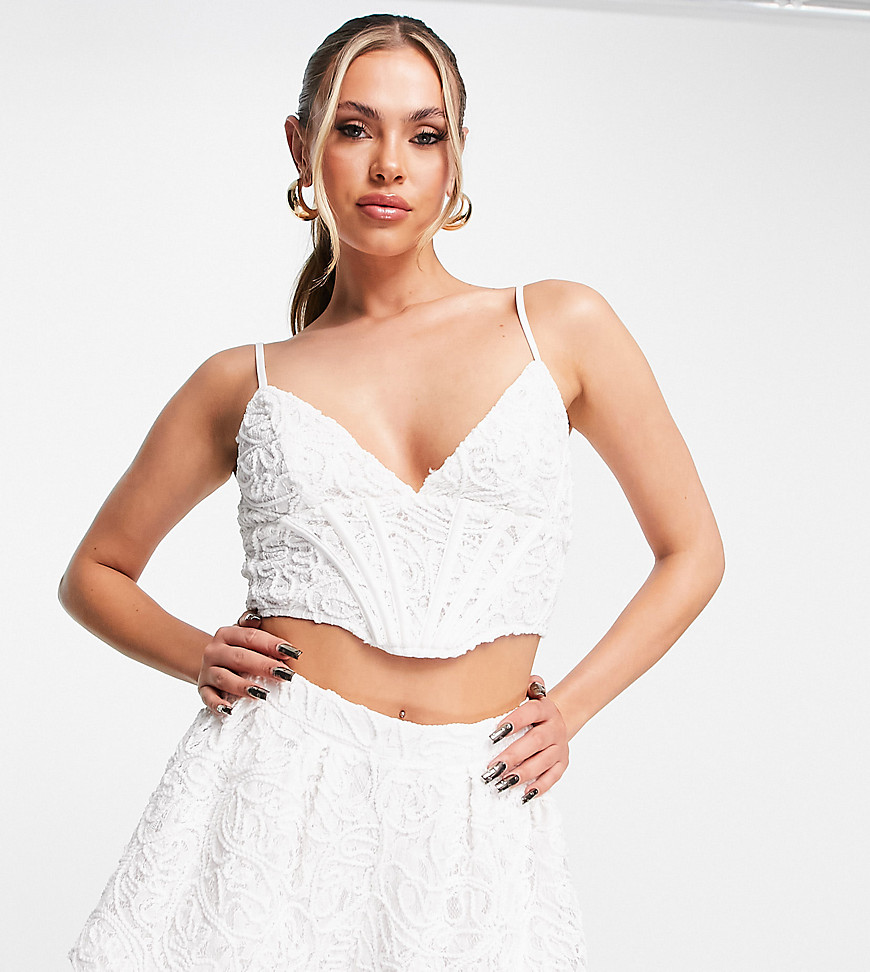 Missguided Lace Cami Corset Top In White - Part Of A Set