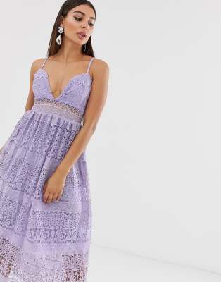 lace tiered midi dress