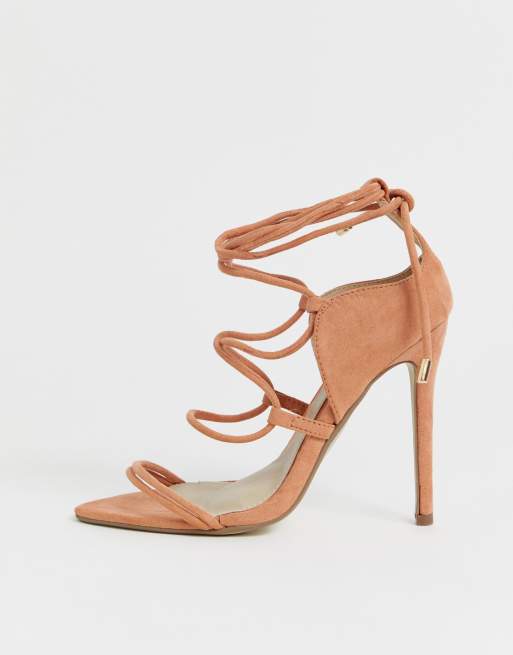 Missguided lace up barely there heeled sandals sale