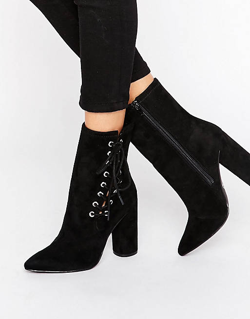 Missguided Lace Up Heeled Ankle Boot