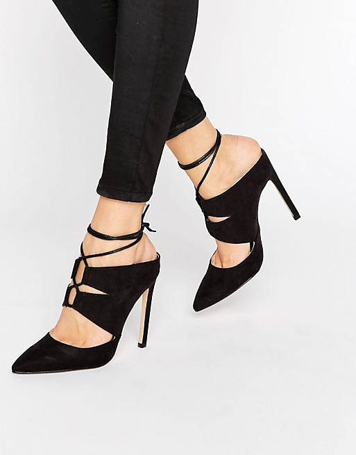Missguided Lace Up Pointed Heeled Mules | ASOS