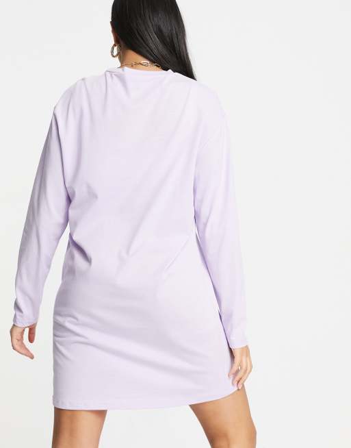 Missguided Langarmliges Basic T Shirt Kleid In Flieder Asos 