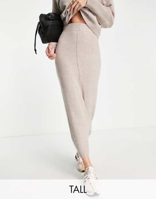 Missguided - Lange rok met naad op de voorkant in stone, deel van co-ord set - STONE