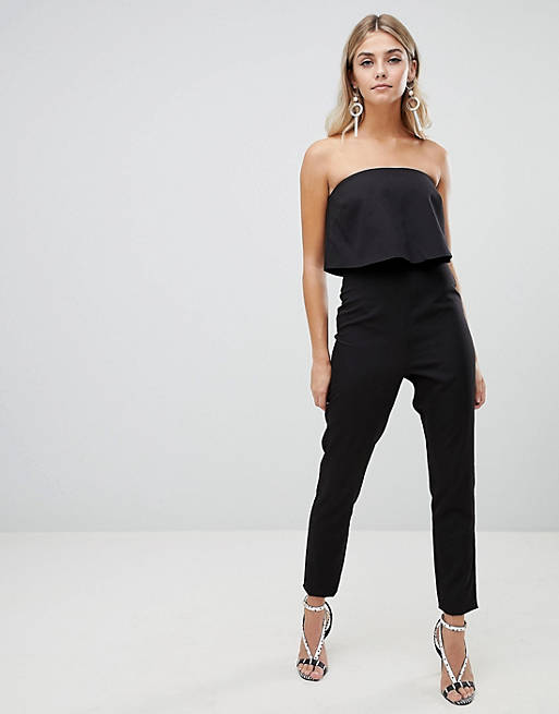 Missguided layered bandeau jumpsuit in black | ASOS