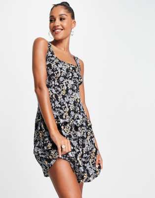 Missguided Missguided layered frill mini dress in black floral