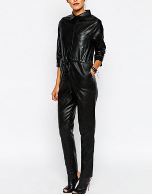 missguided leather jumpsuit