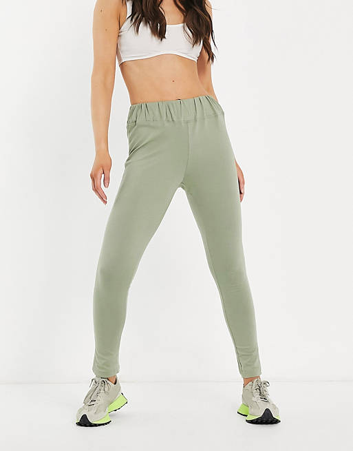Missguided leggings with deep waistband in khaki - part of a set | ASOS