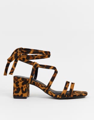 leopard print tie up sandals