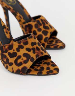 leopard open toe mules