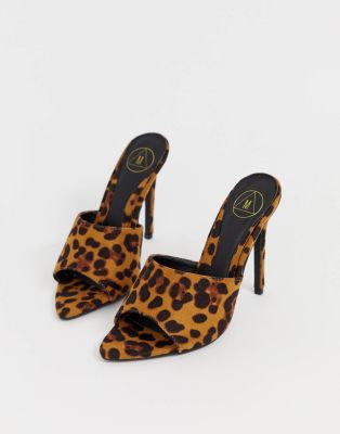 leopard open toe mules