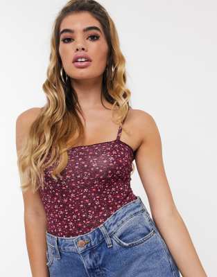 Missguided - Body met gekrulde zoom en bloemenprint-Multi Multi