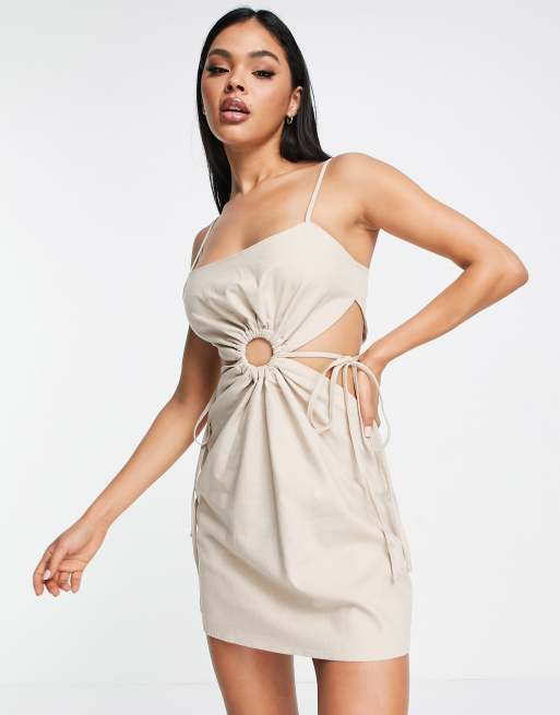 missguided linen dress MISSGUIDED Asymmetric Linen One Shoulder Side Ruched Maxi DressMISSGUIDED