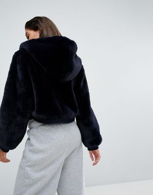 fur hood cropped coat