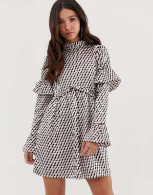 long sleeve frill dress