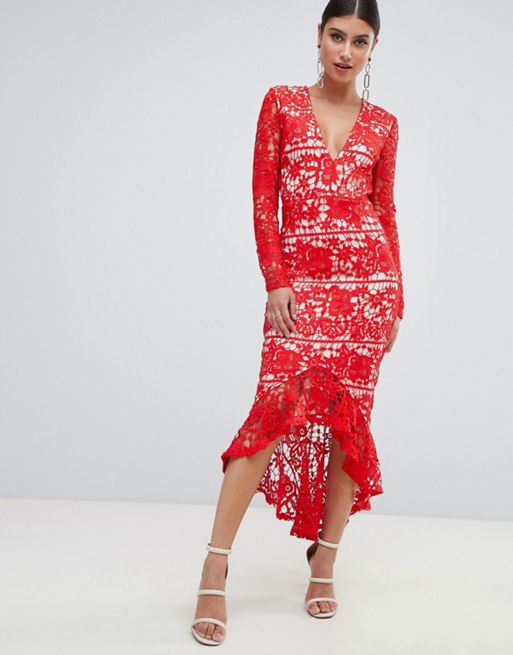 Missguided Lace Halterneck Fishtail Midi Dress, $87, Asos