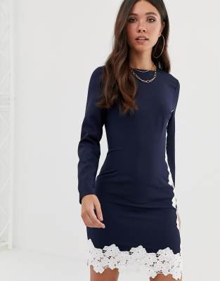 missguided navy lace dress