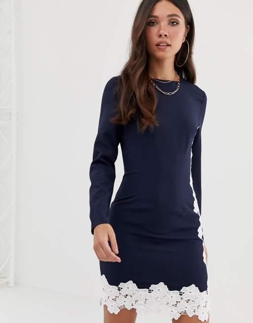 Missguided navy lace store dress