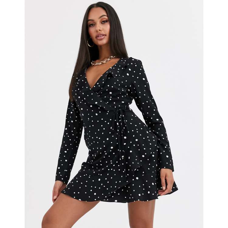 Missguided blue polka dot dress hotsell