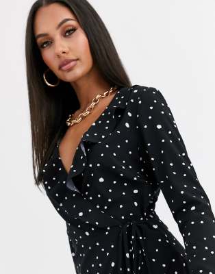 missguided polka dot wrap dress