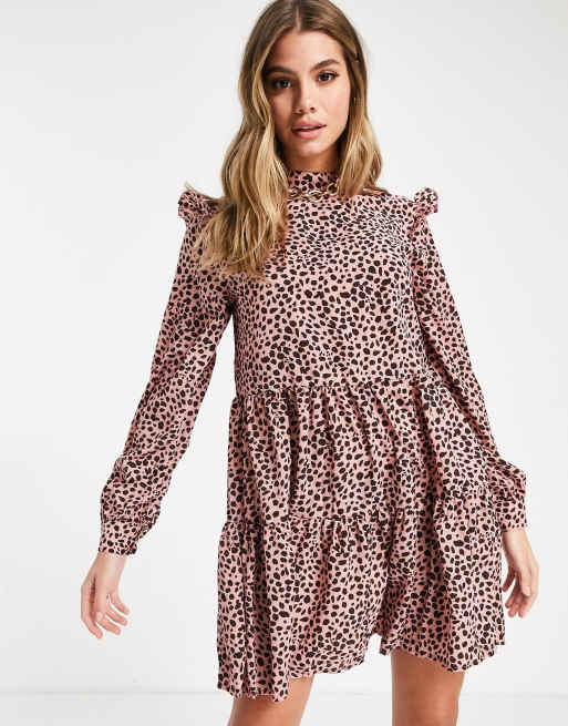 missguided pink leopard print dress