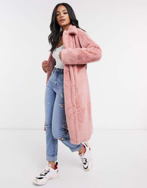 Missguided pink faux outlet fur coat