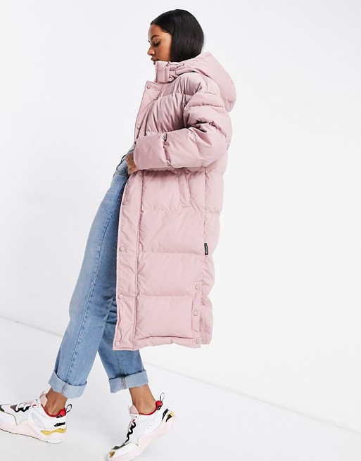 Missguided longline padded coat in pink