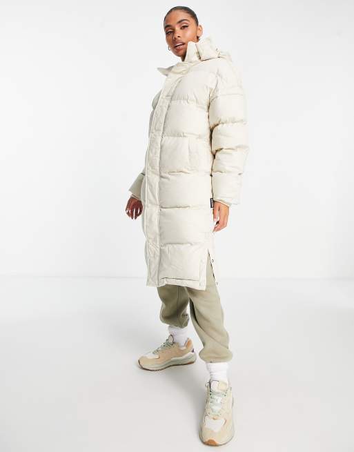 Cream puffer cheap jacket long