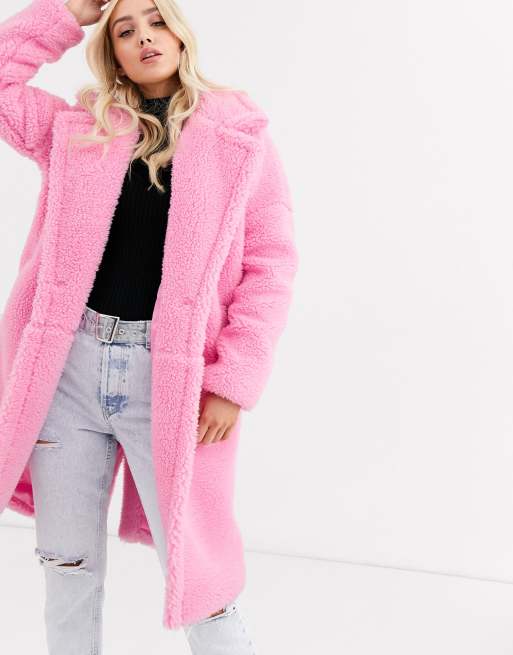 manteau peau de mouton rose