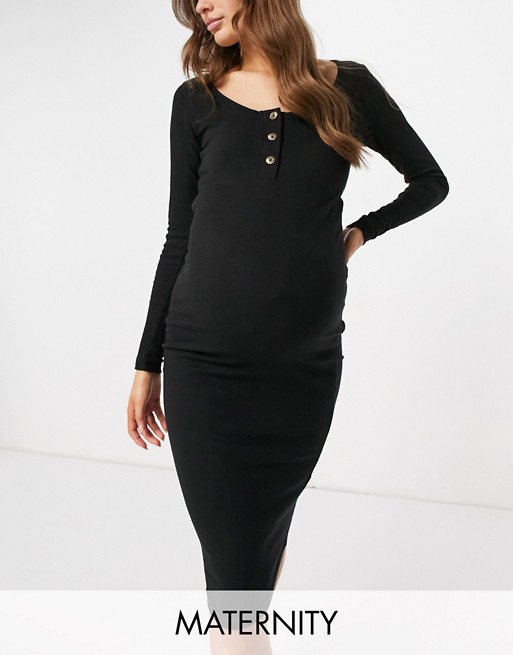 Missguided Maternity button front dress in black