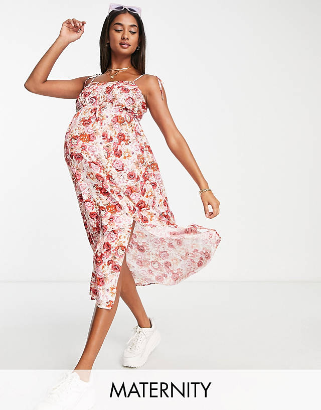 Missguided Maternity - cami midi dress in floral