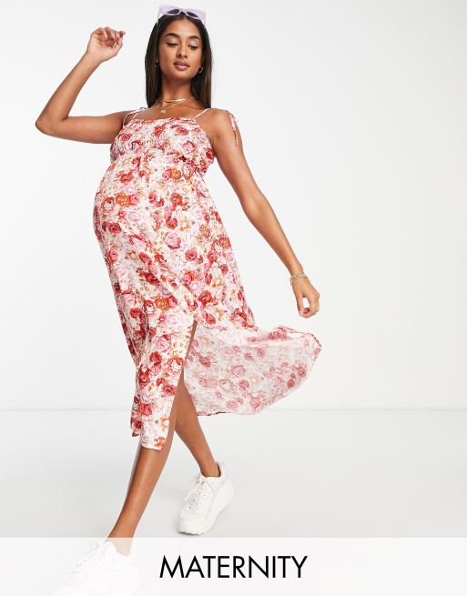 Missguided Maternity cami midi dress in floral