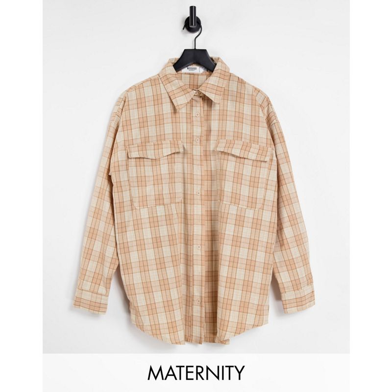 Camicie e bluse Donna Missguided Maternity - Camicia multitasche comoda a quadri, color crema