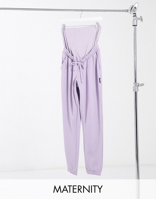 Missguided Maternity co-ord oversized joggers in lilac