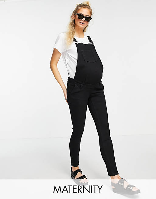 Jumpsuits & Playsuits Missguided Maternity denim dungaree in black 